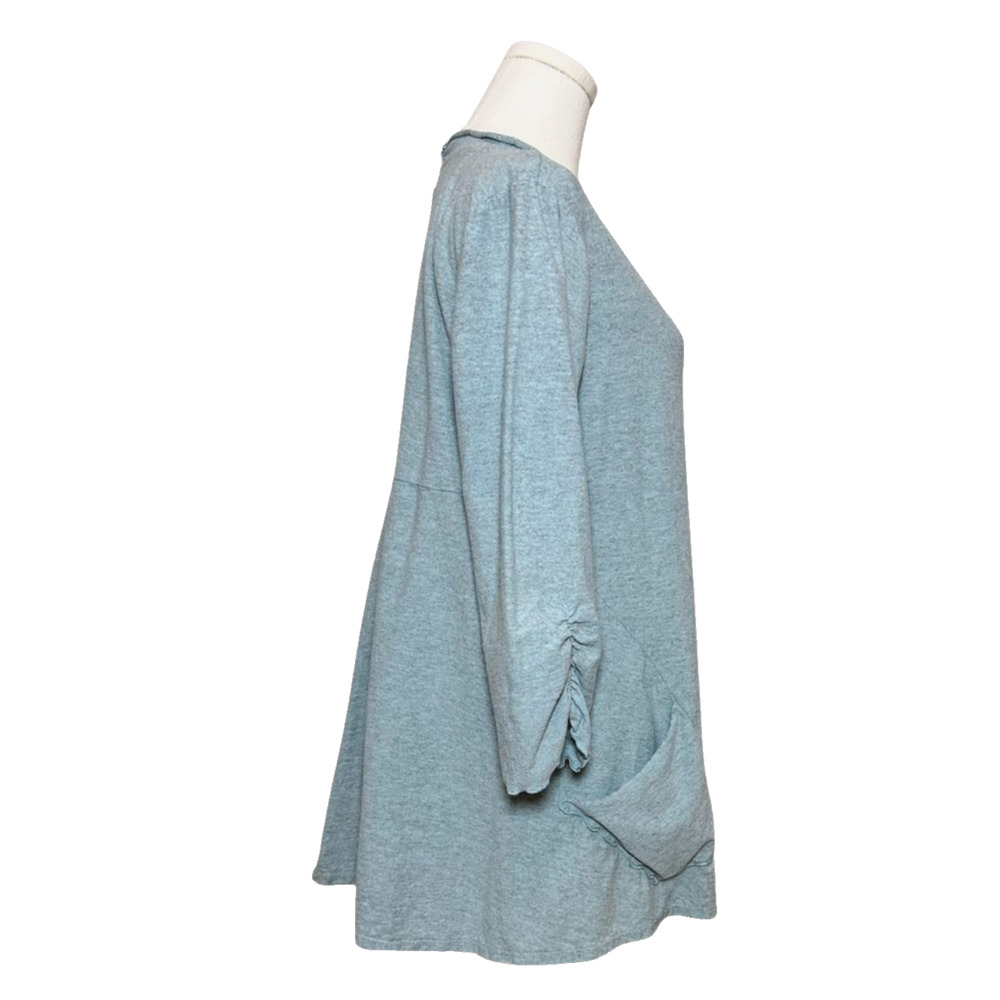 Fenini Green Cotton Lightweight 3/4 Sleeve Button Front Cardigan Medium - Picture 3 of 7